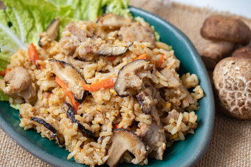 Shiitake Mushroom Fried Rice with Pork and Vegetables with Egg