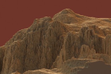 voxels mountains 3D computer generated landscape.