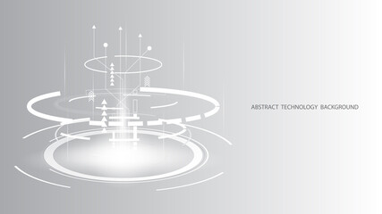 Abstract technology background circle geometry decoration, science and technology digital line white background