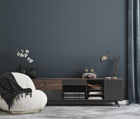 Home mockup, modern interior background, 3d render