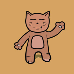 Vector Of Cats waving hands. perfect for Example color for Kids, background, advertisement and knowledge of the child about animals.