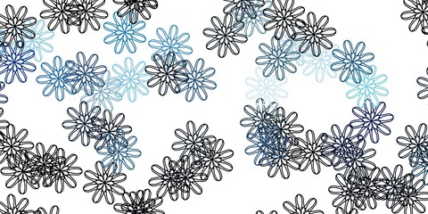Light BLUE vector doodle background with flowers.