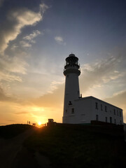 Flamborough Head Lighthouse at sunset
