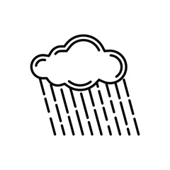 Rain cloud line vector illustration isolated on white
