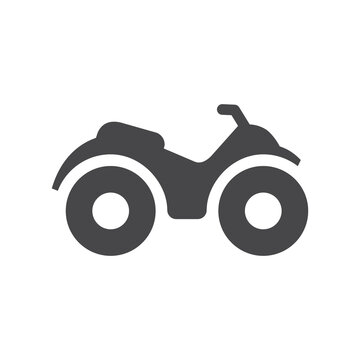 Atv Or Motorbike Black Vector Icon. Quad All Terrain Vehicle Symbol.