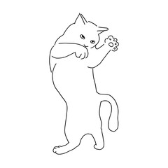 猫の全身イラスト　戦う猫
