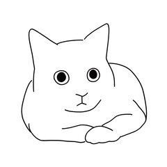 猫の全身イラスト　香箱座りをする猫