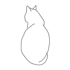 Fotobehang 猫の全身イラスト 寝転がる猫 Fotobehang 山尾 由美