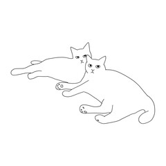猫の全身イラスト　二匹の猫のイラスト