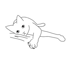 猫の全身イラスト　寝転がる猫