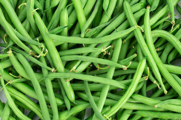 Green fresh asparagus beans close-up. Healthy food.