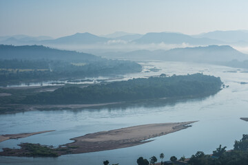 landscape of Mekong River on sunrise at Phu Lam Duan view point