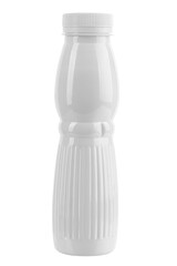 Fototapeta na wymiar Plastic bottle of yogurt or milk isolated in white background. Dairy product concept.
