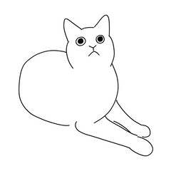 猫の全身イラスト　座りながら上を見る猫のイラスト