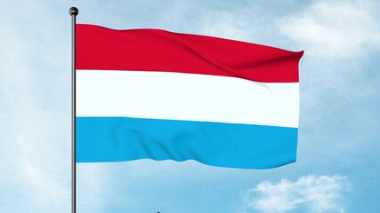 3D Illustration of The flag of Luxembourg is an equal horizontal stripes tricolour of red, white and light blue, and can be in 1:2 or 3:5 ratio.