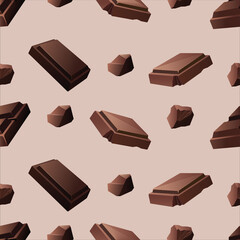 Seamless vector pattern with slices of milk and dark chocolate.