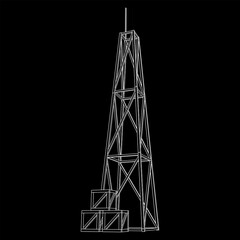 Antenna. Telecommunications signal transmitter radio tower. Communications concept. Wireframe low poly mesh vector illustration
