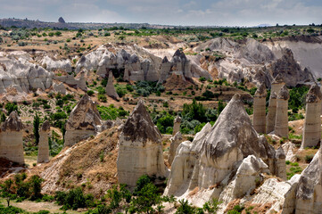 Fototapeta na wymiar Stone formations of Love valley in Cappadocia, Central Anatolia,Turkey