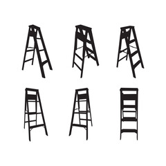Ladder Icon Set Flat Vector Illustration - Vector