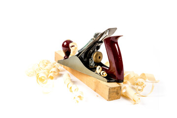 Wood working tools: a smooth plane with shavings