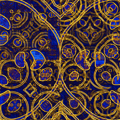 Art Deco Seamless Patterns 3d render for background