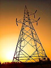 Electricity pole during sunset view
