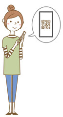 スマホを操作する若い女性　ママ