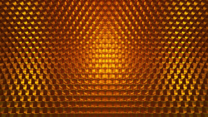 background with golden retro reflector cubes with nice lighting