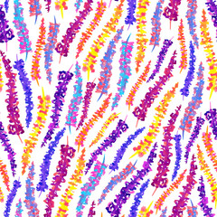 Fototapeta premium Watercolor heather floral seamless pattern.