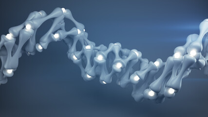 Blue helix wireframe shape 3D render illustration