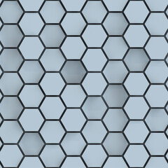 Seamless pattern of white hexagon tiles 3D rendering illustration