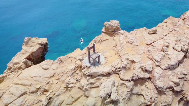 Chair on the beach of Tripiti in Gavdos island. Tripiti is the southernmost point of Europe.