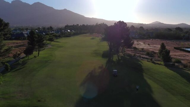 Aerial View of Hillside Golf Estate with Sunlight at Pearl Valley 