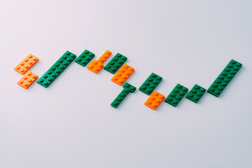 Plastic building blocks on white background