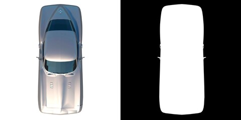 sport car city tourism luxury transport 1 1950s - top view white background alpha png 3D Rendering Ilustracion 3D