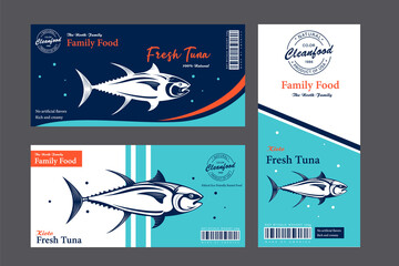 Trout labels and packaging design concepts. Flat style seafood labels for , fisheries, packaging, and advertising