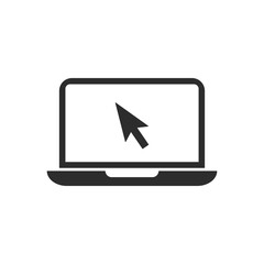 Laptop icon with cursor on the screen. Vector illustration