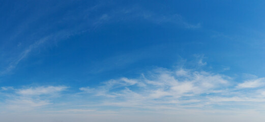 Panorama Blue sky and white clouds. Bfluffy cloud in the blue sky background