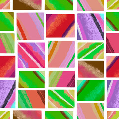Abstract multicolored squares pattern on white background. Illustration for printing, backgrounds, wallpapers, covers, packaging, greeting cards, posters, stickers, textile and seasonal design. 