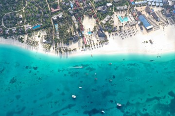 Fototapeta na wymiar Tropical Sea. Amazing bird eyes view in Zanzibar