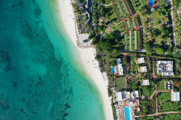 Tropical Sea. Amazing bird eyes view in Zanzibar