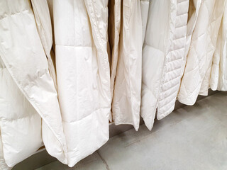soft white blankets in store or showroom