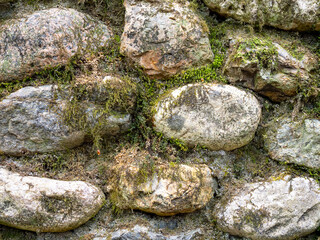 Rocks overgrown with moss. Natural background of rocks.