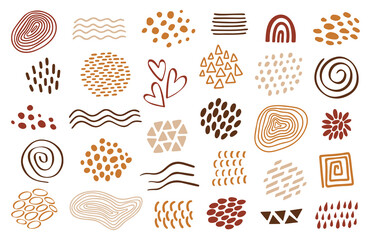 Organic shapes set, vector elements. Hand drawn abstract forms, terracotta colors, isolated on white. Modern illustration. Templates for design social media posts, stories background, covers, prints. © Vodoleyka