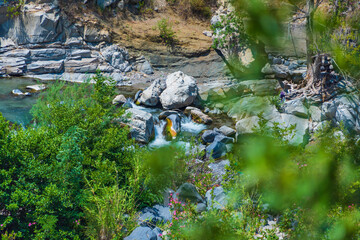 The Gorges of Alcantara River, top view, Sicily, Italy