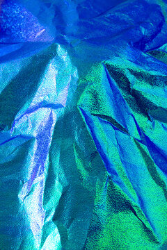 Blue Glossy Paper Texture. Holographic Paper With Crystals. Screening. Luxurious And Shiny Background.