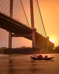Boat ride sunset in Kolkata