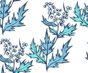 Hand drawn artemisia. Hand drawn ink illustration. Modern ornamental decorative background. Vector pattern. Print for textile, cloth, wallpaper, scrapbooking