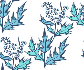 Hand drawn artemisia. Hand drawn ink illustration. Modern ornamental decorative background. Vector pattern. Print for textile, cloth, wallpaper, scrapbooking