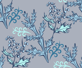 Hand drawn artemisia. Hand drawn ink illustration. Modern ornamental decorative background. Vector pattern. Print for textile, cloth, wallpaper, scrapbooking